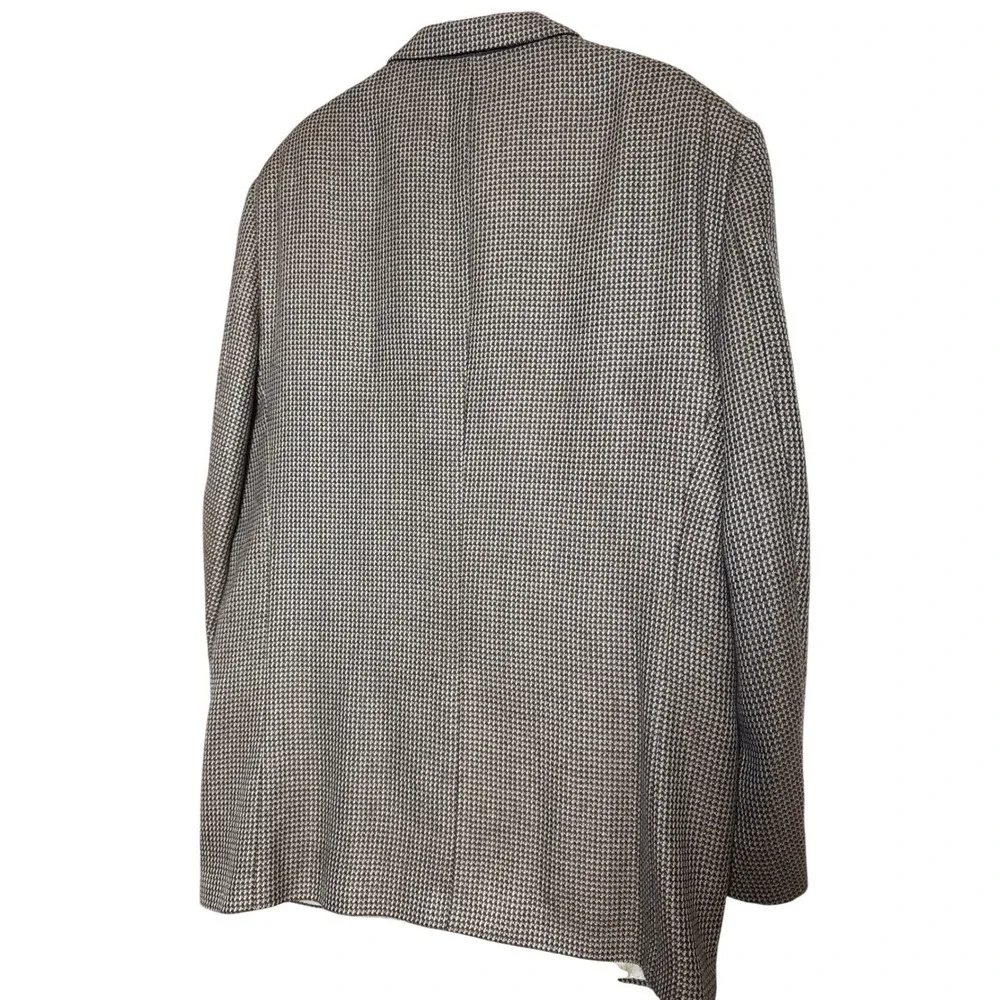 Vintage Oscar de la Renta 100%‎ Wool Sport Coat Blazer 46L Houndstooth Mens